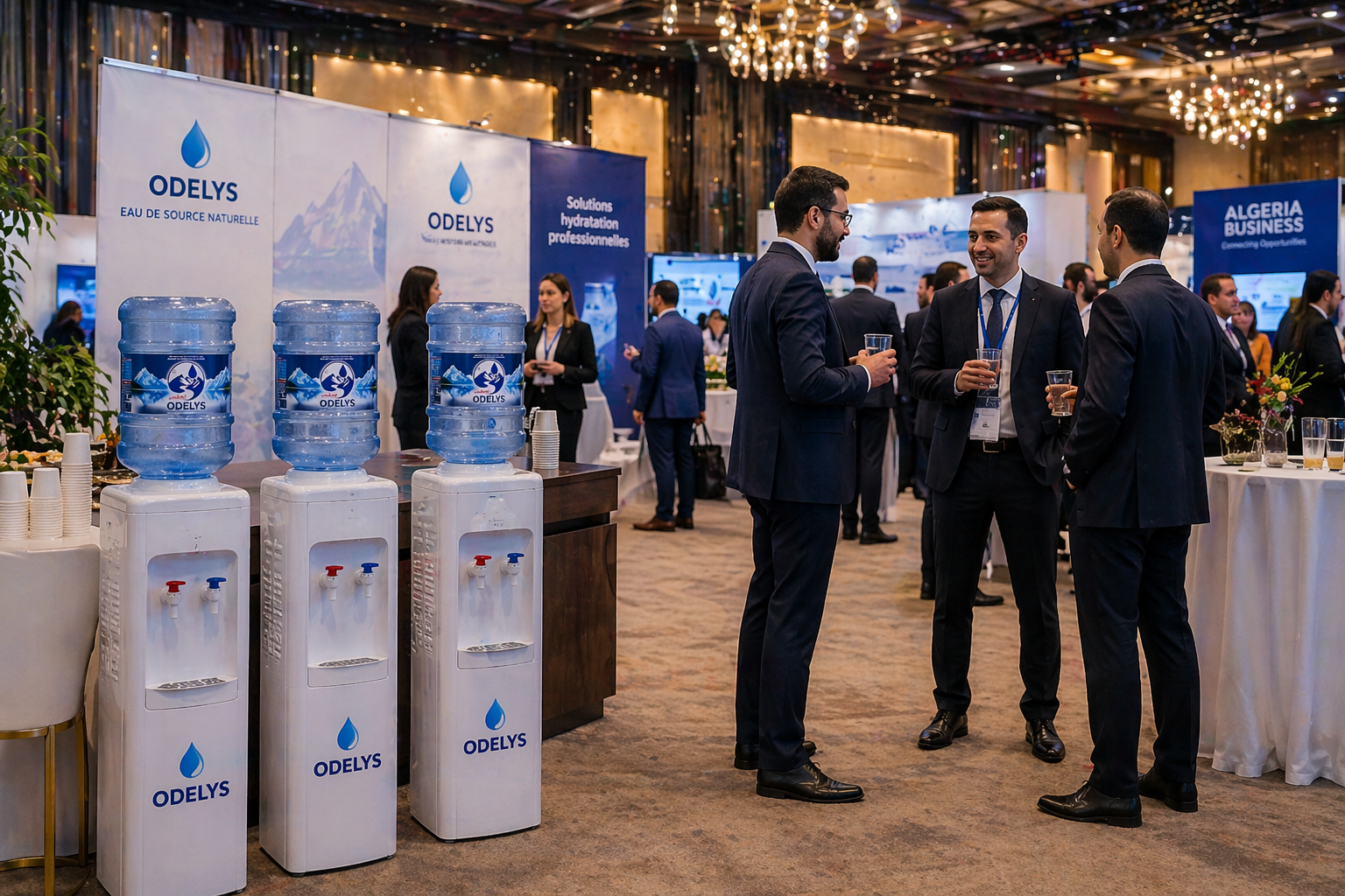 Salon professionnel avec fontaines Odelys