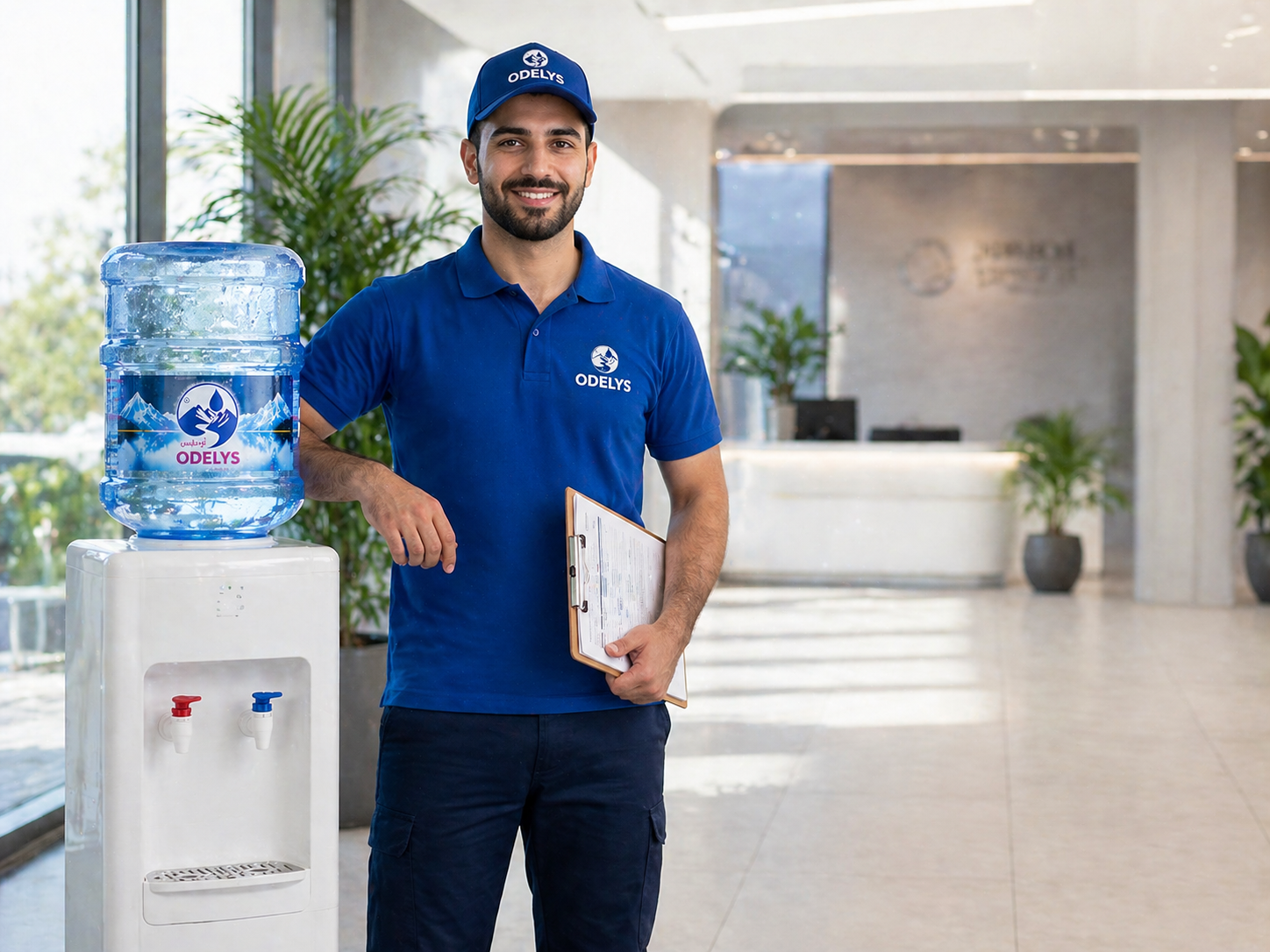 Livreur Odelys dans hall d entreprise