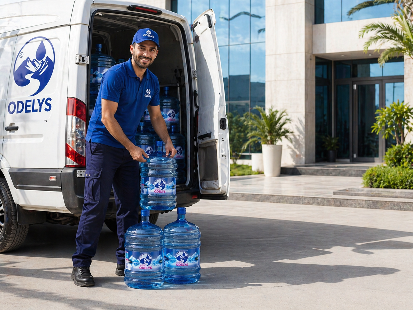 Livreur Odelys et van de livraison