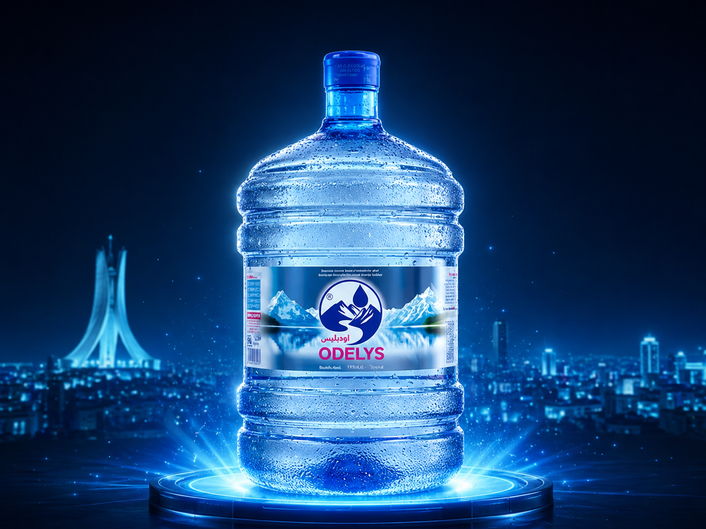 Bonbonne Odelys 19L sur plateforme cyan